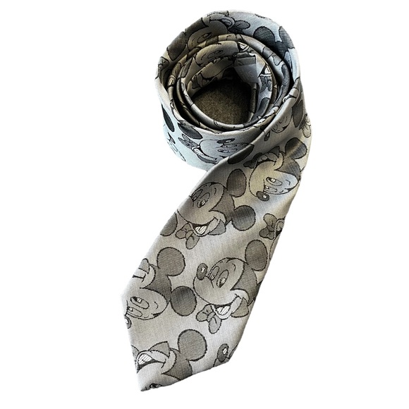Disney Mickey Mouse Grey Neck Tie EUC - Picture 1 of 7